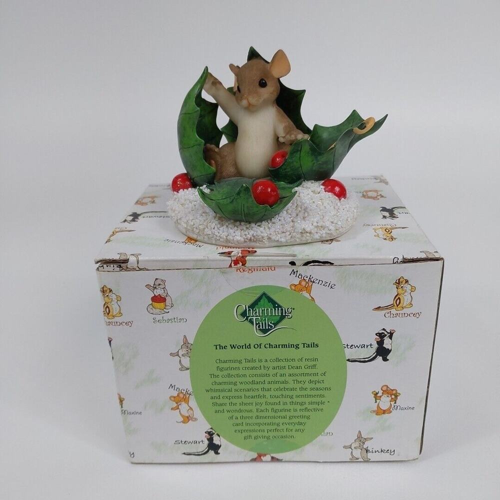 Charming Tails Figurine Happy Holly Days!! With Original Box!!